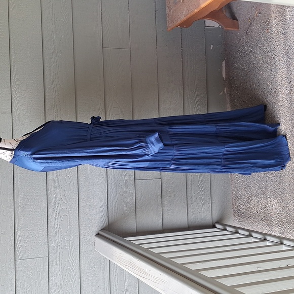 Banana Republic Blue Tiered Long Sleeve Maxi Dress Size Medium - Picture 5 of 16